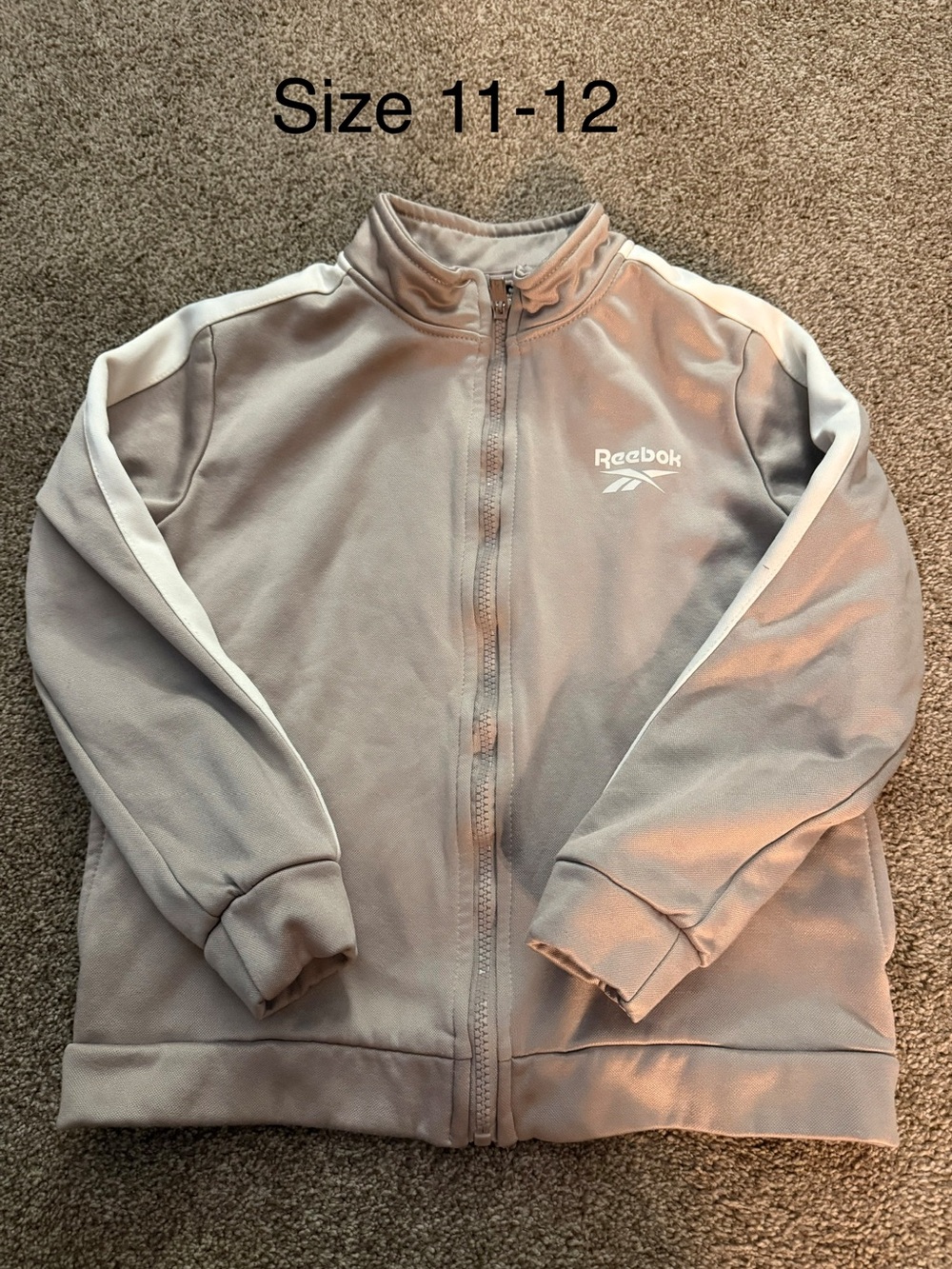 Reebok tan and White Full-Zip Track Jacket Sz 11/12